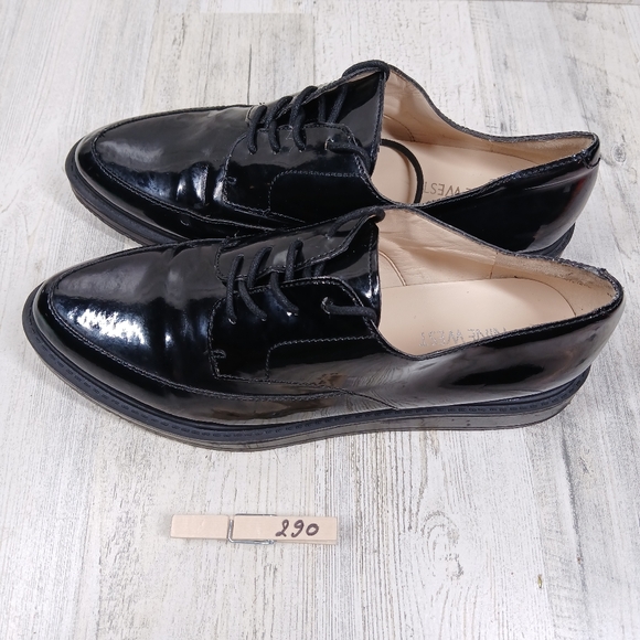 Nine West Oxfords Women\'s 7.5 Barbieri Black Patent Leather Lace Up Shoes main image 9